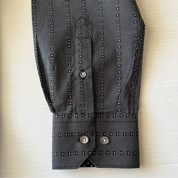 BUGATCHI UOMO Men’s Shaped Fit Black Button Up Long Sleeve Dress Shirt SizeLarge - Picture 7 of 14